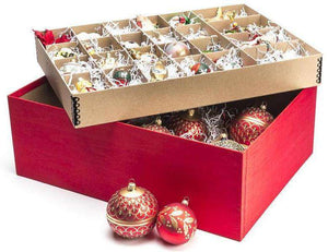 Christmas Ornament Storage - Ultimate Ornament Box - SOLID RED TOP & BOTTOM