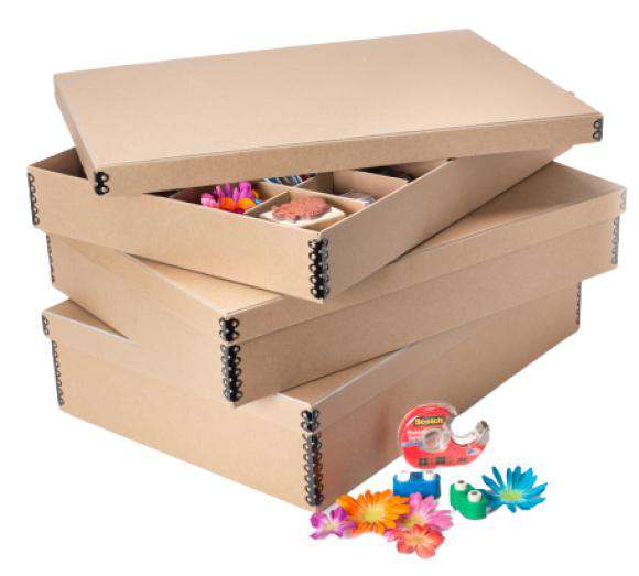 Versatile cardboard ornament storage box with dividers Items